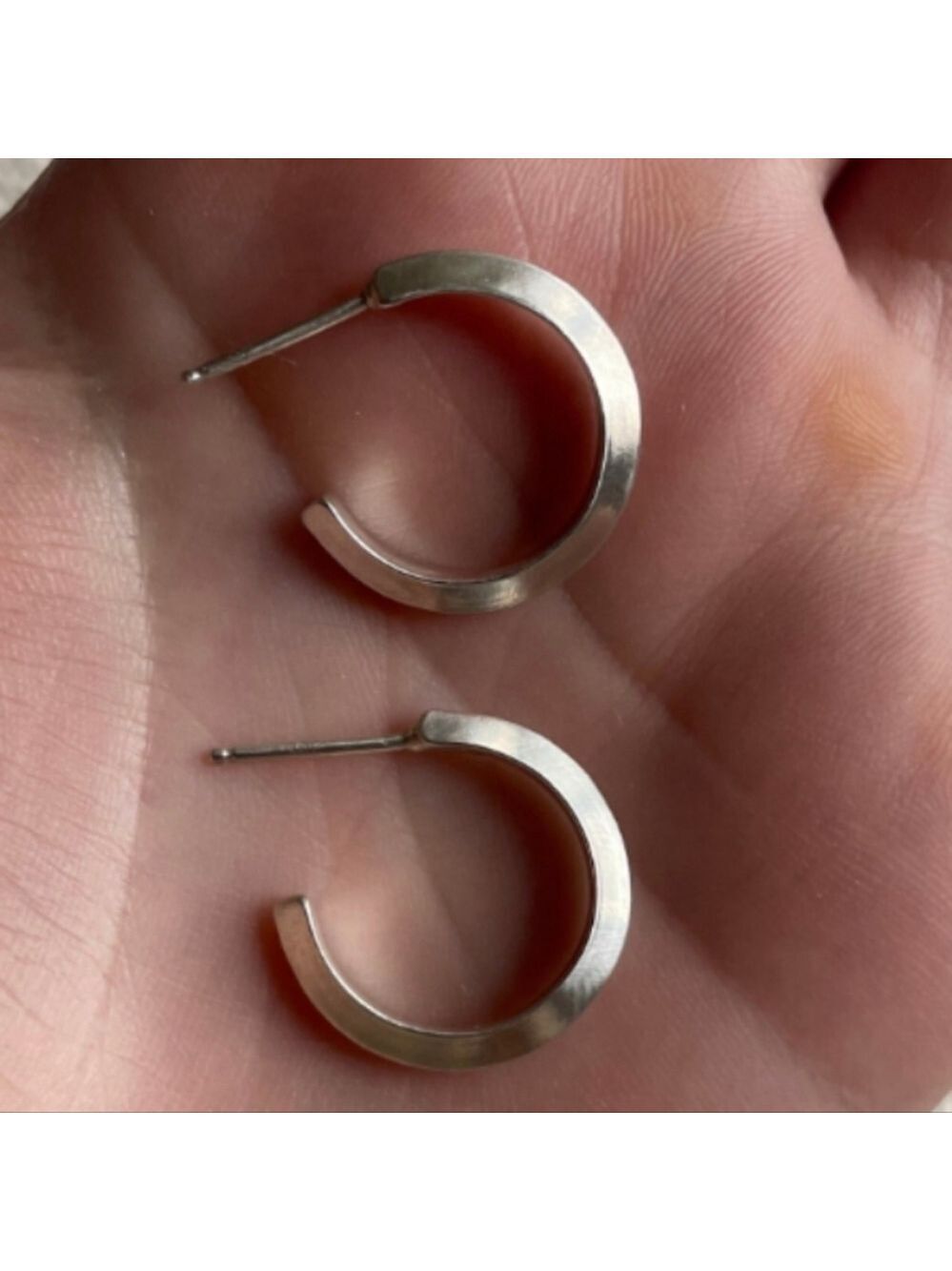 Matte sterling silver hoops